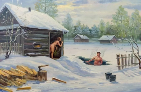 Художник Александр Герасимов деревенская баня