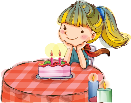 Нарисованная девочка на тортике