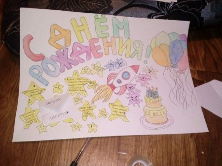 Плакаты с днём рождения нарисованные