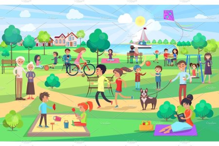 Люди гуляют в парке рисунок