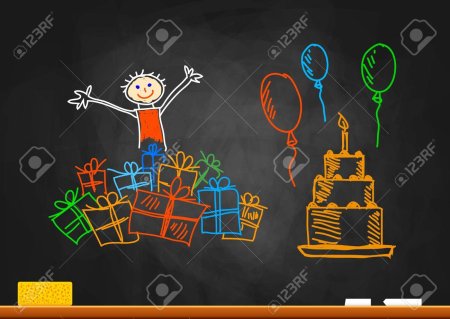 С днём рождения на доске мелом красиво