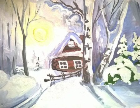 Зимнее утро рисунок