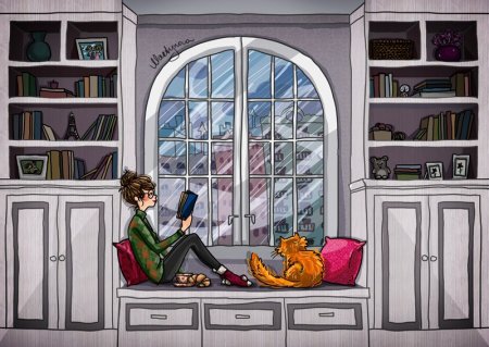 Уютное чтение иллюстрации