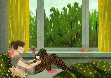 Иллюстрация дождик за окном