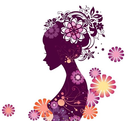 Силуэт девушки с цветами