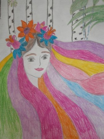 Весна цветными карандашами