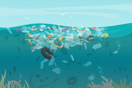 Мультяшный мусор в воде