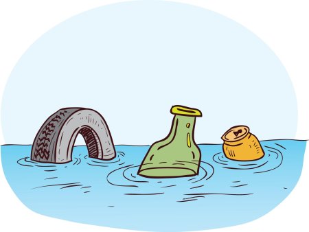 Мультяшный мусор в воде