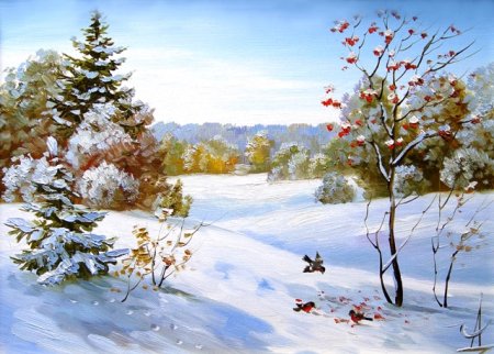 Зимний денек пейзаж детям