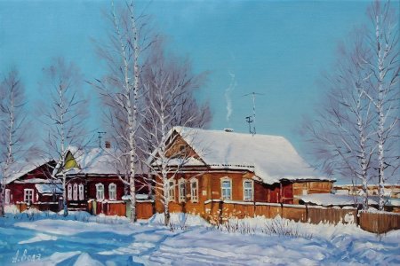 Александр Файвисович художник зимние Деревенские пейзажи