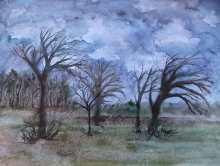 Рисование поздняя осень