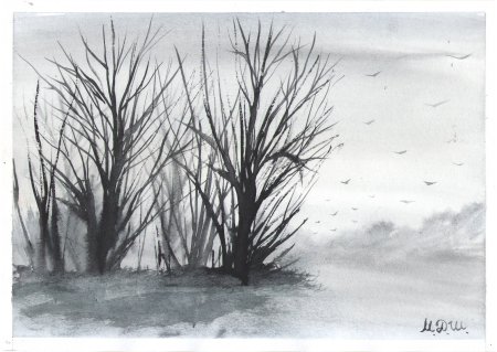 Пасмурный день карандашом