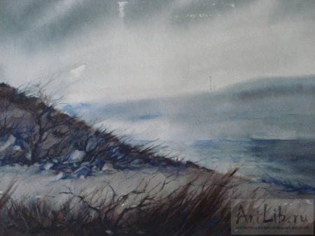 Пасмурное небо акварелью