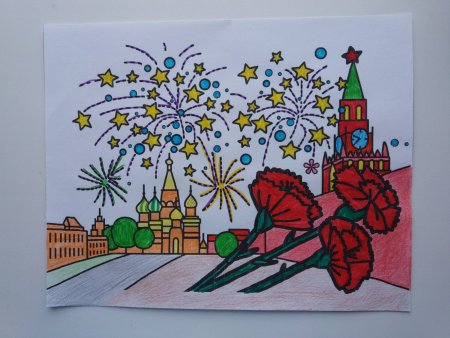 Салют над городом рисование в старшей группе