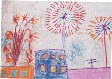 Рисование салют над городом