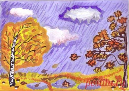 Рисование в старшей группе пасмурный осенний день