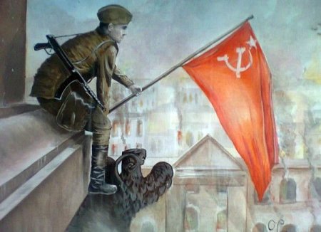 Красное Знамя над Рейхстагом рисунок карандашом