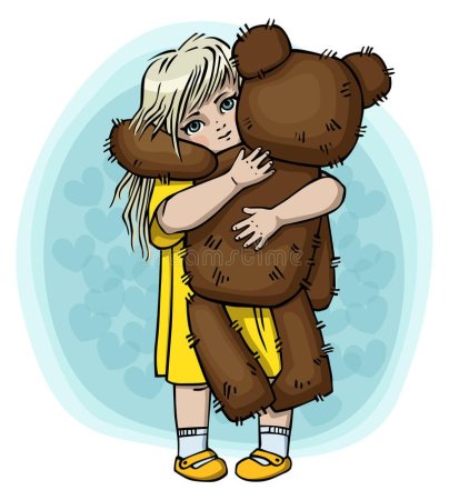 Мультяшная девочка с мишкой