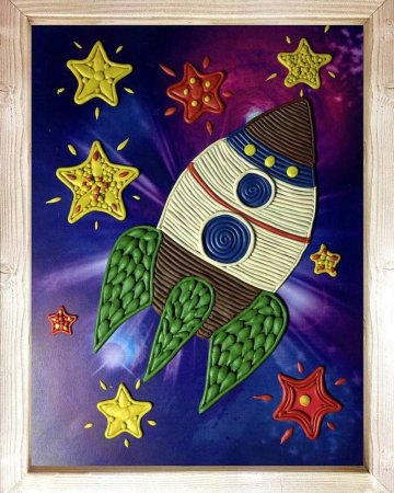 Ракета в космосе пластилинография