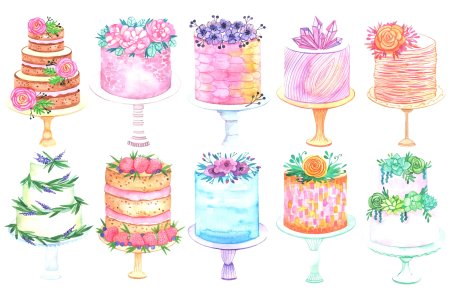Тортик эскиз акварель