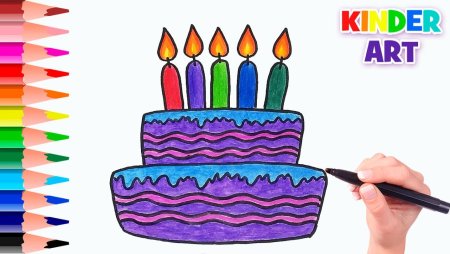 Рисование цветными карандашами торт
