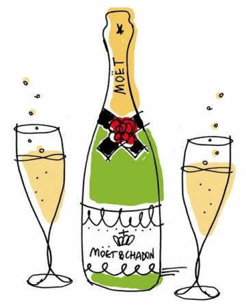 Бутылка шампанского мультяшная