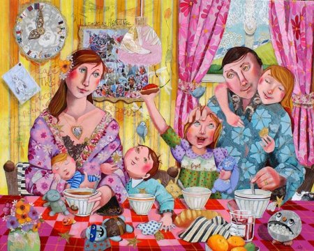 Раскраска семья на пикнике