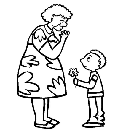Раскраска бабушка и внук