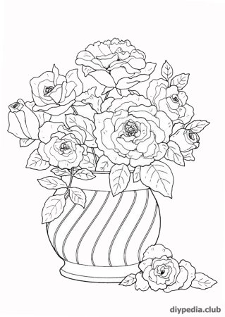 Ваза с цветами раскраска