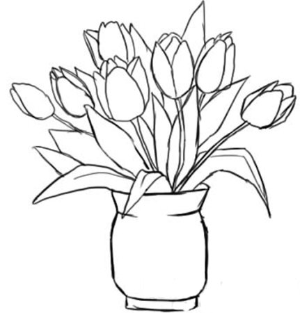 Ваза с цветами раскраска