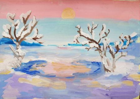 Детские рисунки Мороз и солнце день чудесный