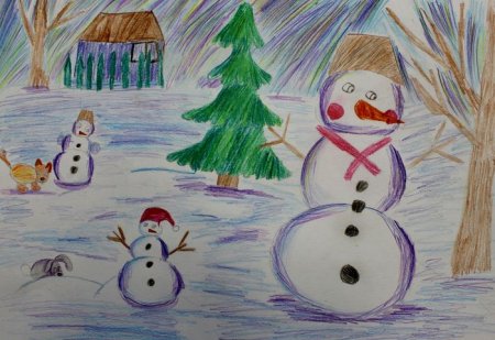 Детские рисунки Мороз и солнце день чудесный