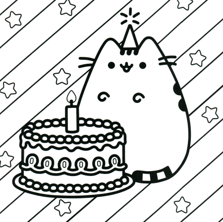 Рисунок на день рождения кот с тортом (42 фото)