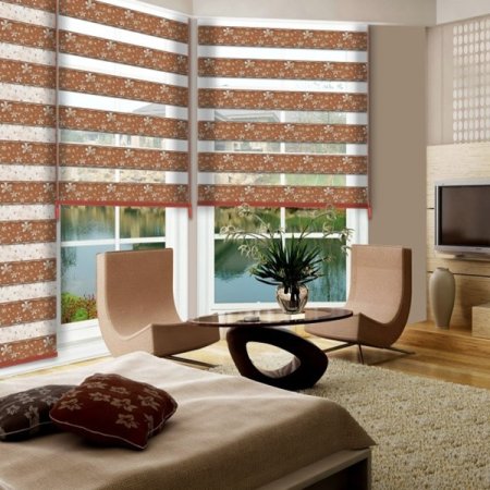 Жалюзи день ночь в интерьере гостиной