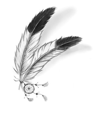 Тату перо черно белое