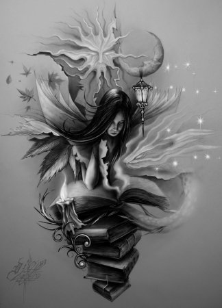 Тату девушка с книгой