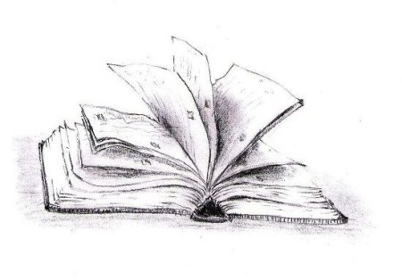 Раскрытая книга рисунок карандашом