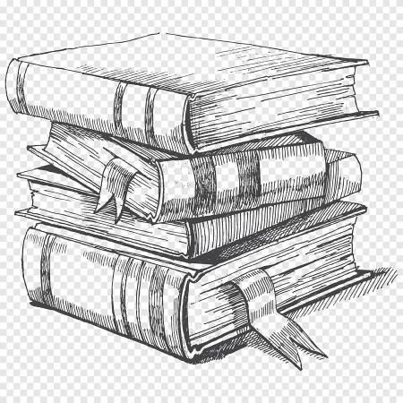 Картинка стопка книг черно белая