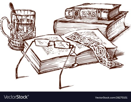 Графический натюрморт с книгой карандашом