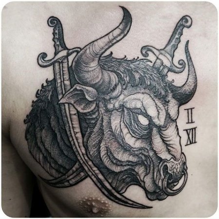 Тату голова быка