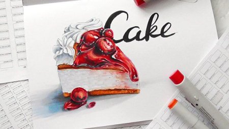 Рисунки маркерами для скетчинга тортики
