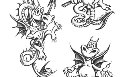 Мультяшный дракончик тату