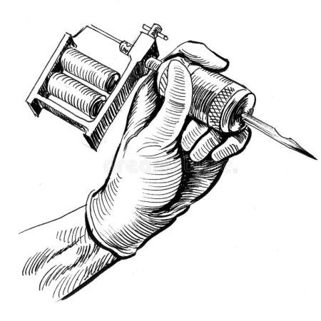 Тату машинка в руке