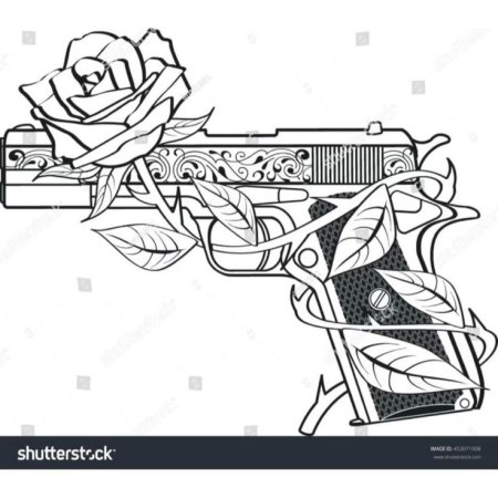 Тату пистолет эскиз
