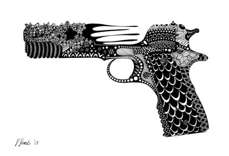 Тату пистолет эскиз