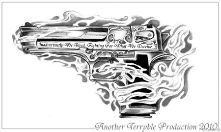 Тату пистолет на руке эскиз