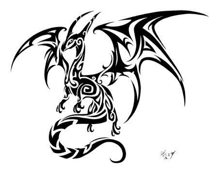 Тату на бумаге дракон