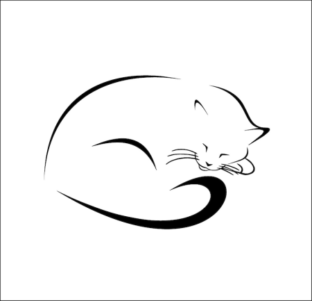Силуэт спящей кошки