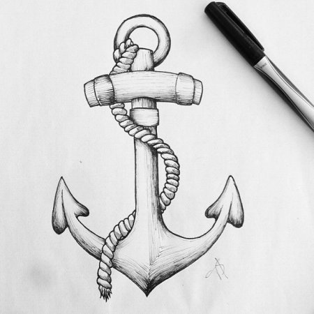 Якорь рисунок карандашом