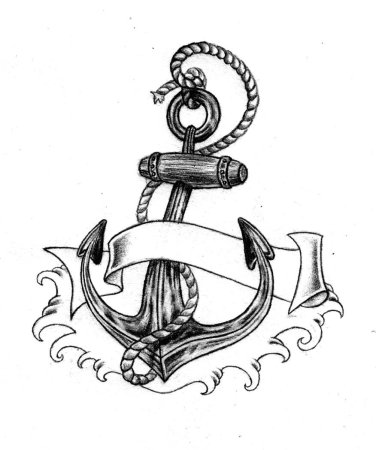 Мини тату якорь эскиз